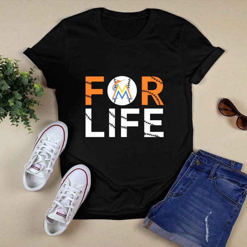 Miami Marlins For Life Baseball Stitch T Shirt Black 1