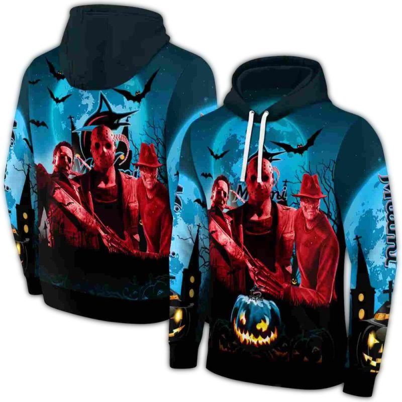Miami Marlins Friends Halloween Vibes AOP Hoodie 1