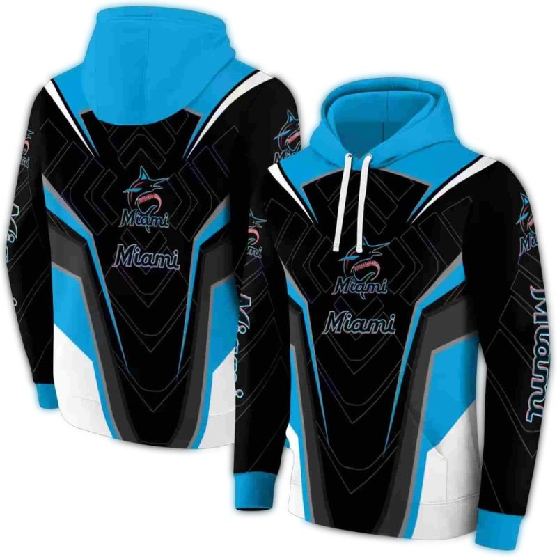 Miami Marlins Futuristic Pattern AOP Hoodie 1