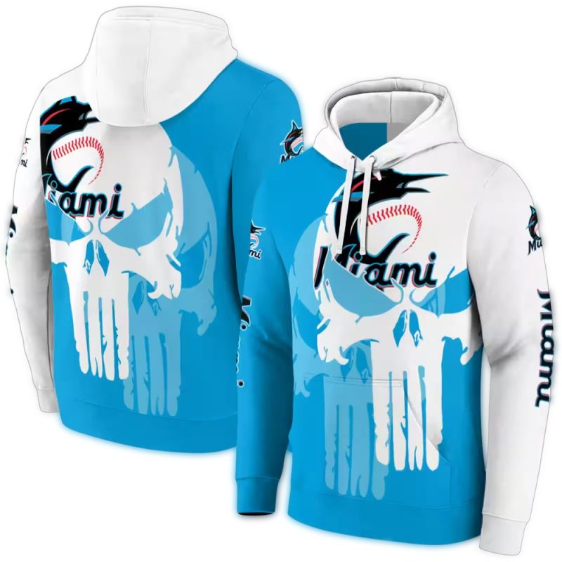 Miami Marlins Graphic Punisher Skull AOP Hoodie 1