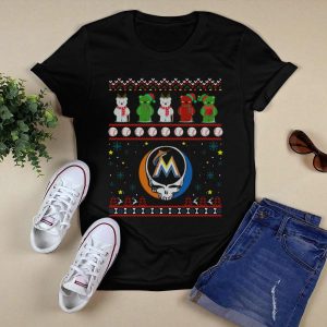 Grateful Dead Bears Miami Marlins Holiday Baseball T-Shirt