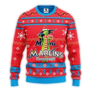 Miami Marlins Grinch Foundation Red Holiday Sweatshirt For Fans
