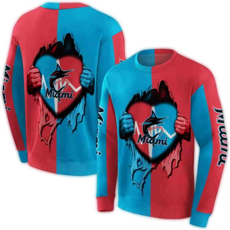 Miami Marlins Heartbeat Graphic AOP Sweatshirt 1