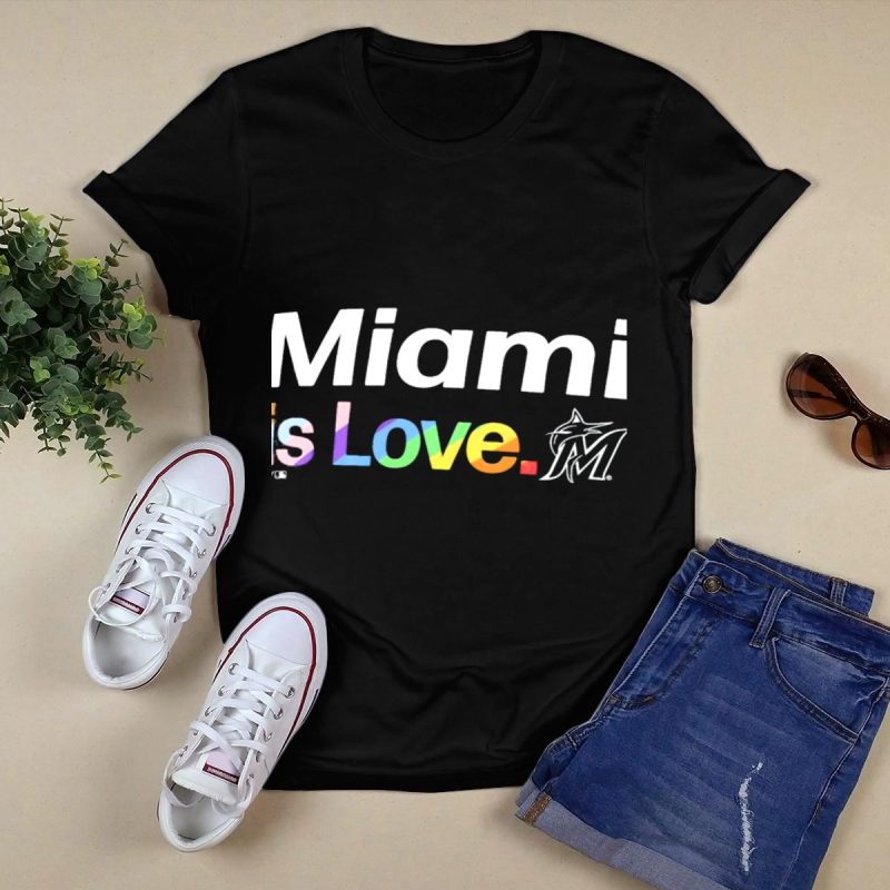 Miami Marlins Is Love Pride T Shirt Black 1