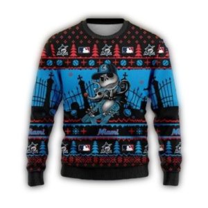 Miami Marlins Jack Skellington Halloween Sweater - Ugly Holiday Apparel