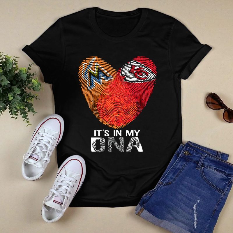 Miami Marlins Kansas City Chiefs Its In My DNA T Shirt Black 1