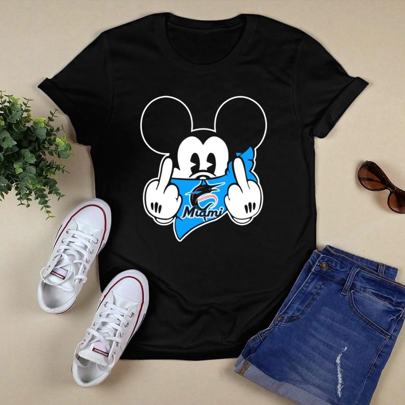 Miami Marlins Mickey Baseball T Shirt Black 1