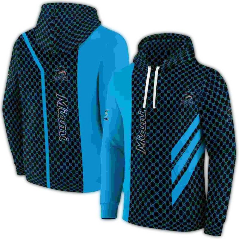 Miami Marlins Monogram Pattern AOP Hoodie 1