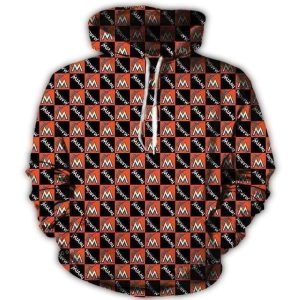 Miami Marlins All-Over Print Hoodie With Multi Logo Design