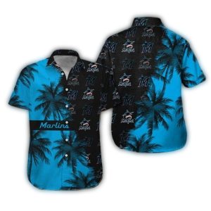 Miami Marlins Tropical Hawaiian Shirt With Multi Logo Design