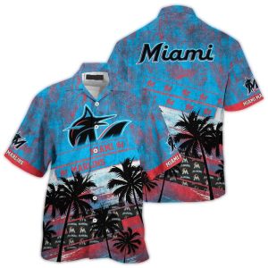 Miami Marlins Palm Tree Hawaiian Shirt - Tropical Beach Style Top