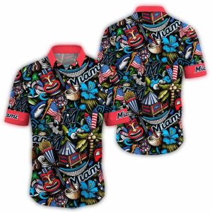 Patriotic Miami Marlins Tiki Hawaiian Shirt For Summer Style