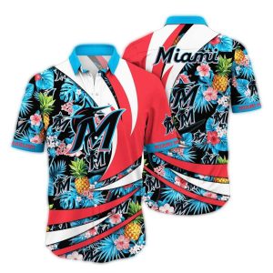 Pineapple Floral Miami Marlins Hawaiian Shirt For Casual Style