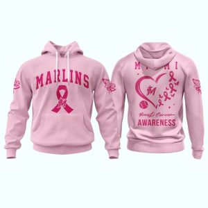 Breast Cancer Awareness Miami Marlins Pink All-Over Print Hoodie