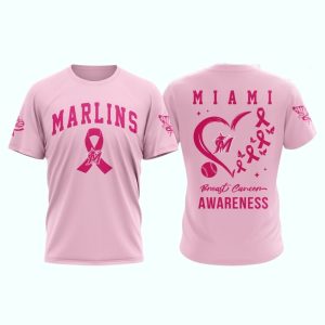 Miami Marlins Pink Breast Cancer Awareness T-Shirt - All Over Print Design