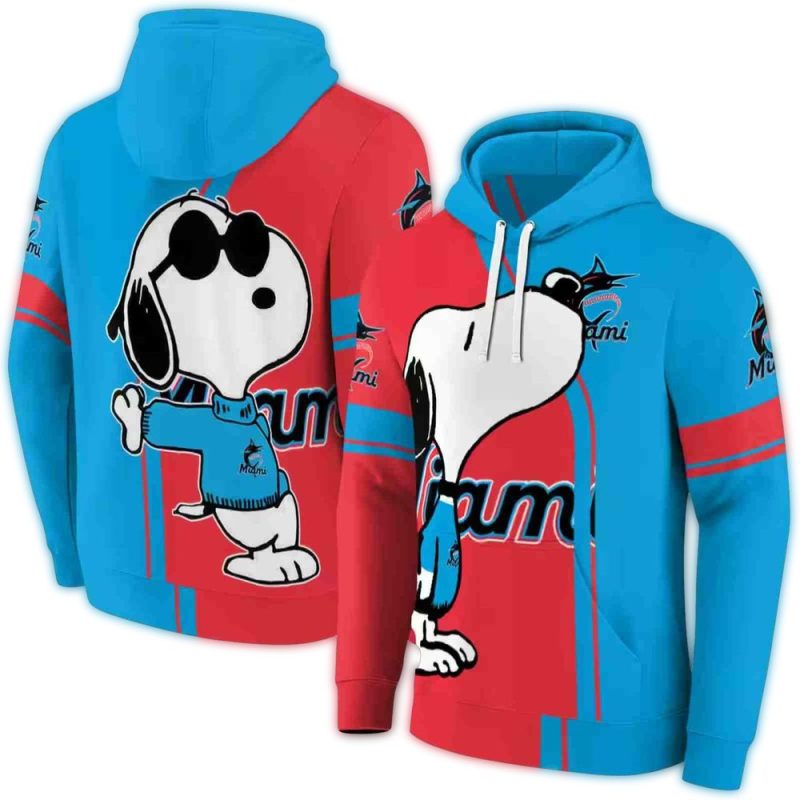 Miami Marlins Playful Snoopy AOP Hoodie 1