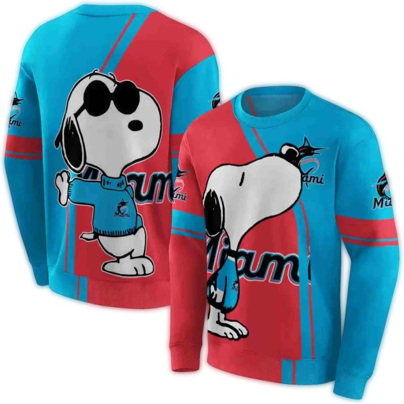 Miami Marlins Playful Snoopy AOP Sweatshirt 1