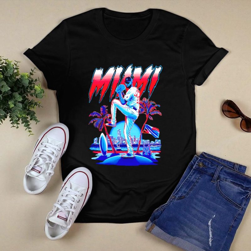 Miami Marlins Sandy AlcaAAntara Cartoon Vintage T Shirt Black 1