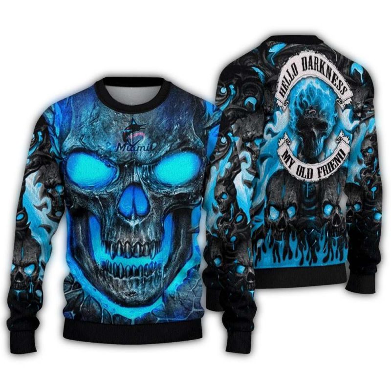 Miami Marlins Skull Intensity Ugly Sweater 1
