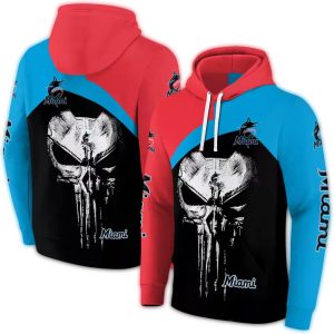 Miami Marlins Skull Punisher Graphic Hoodie For Fans
