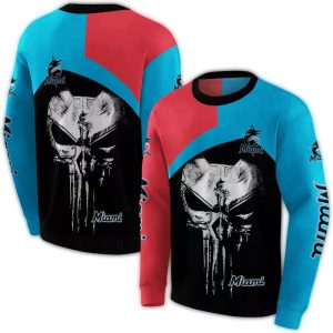Miami Marlins Skull Punisher Graphic Sweatshirt For Fans