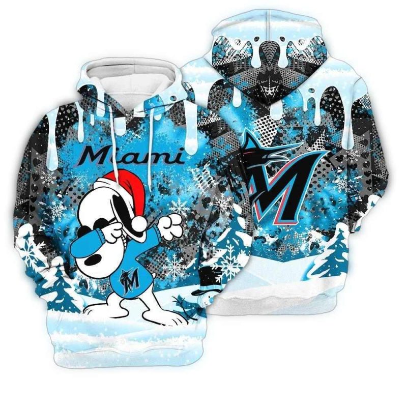 Miami Marlins Snoopy Dabbing The Peanuts AOP Hoodie 1