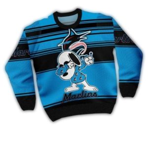 Snoopy Dabbing Miami Marlins Ugly Christmas Sweatshirt