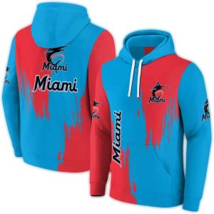 Miami Marlins Splatter Print Hoodie - Stylish All-Over Design