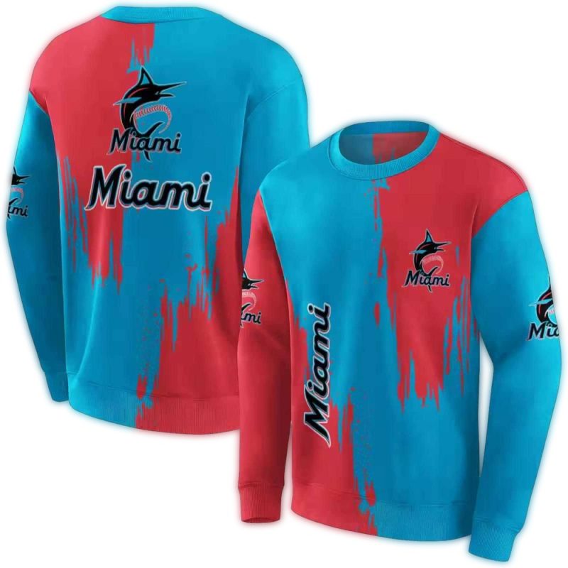 Miami Marlins Splatter Effect AOP Sweatshirt 1