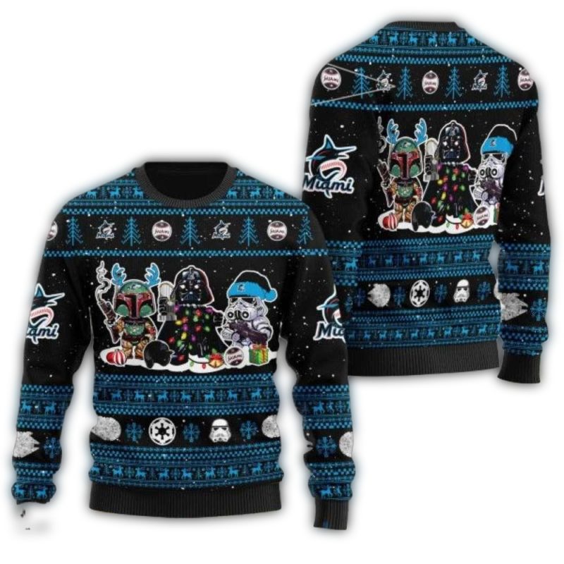 Miami Marlins Star Wars Bounty Hunters Christmas Ugly Sweater 1