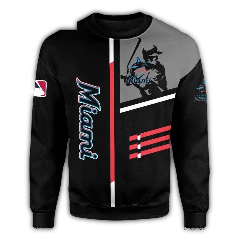 Miami Marlins Striking Black And Gray Logo Ugly Sweater 1