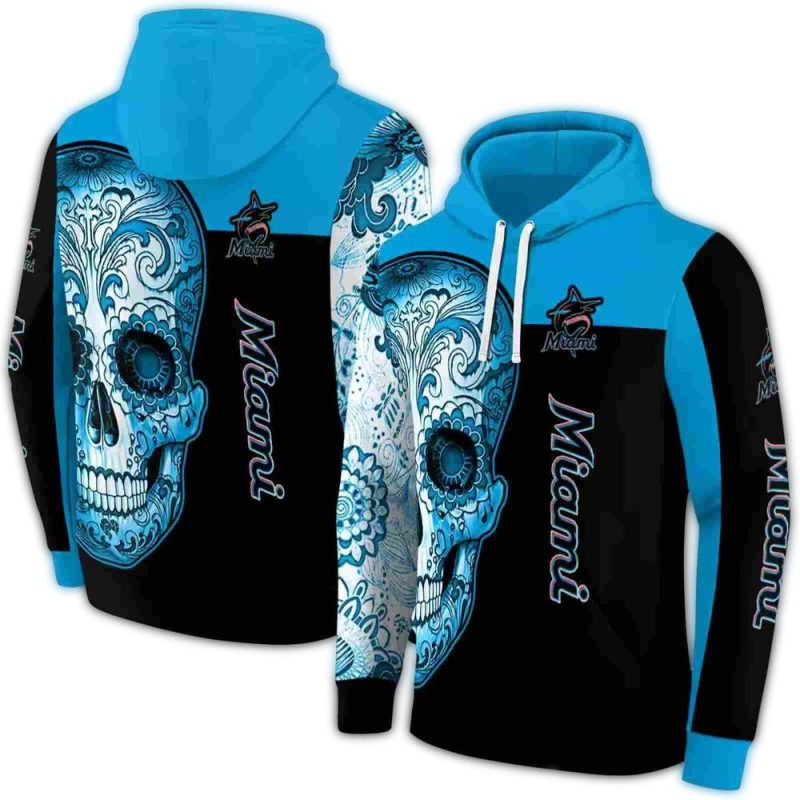 Miami Marlins Sugar Skull AOP Hoodie 1