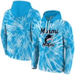 Miami Marlins Tie Dye Hoodie - Stylish All Over Print Sweatshirt