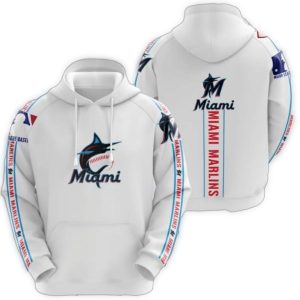Miami Marlins White Logo All-Over Print Hoodie For Fans