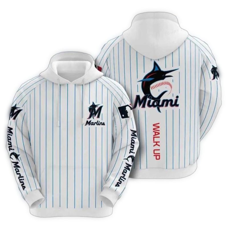 Miami Marlins White Stripe AOP Hoodie 1