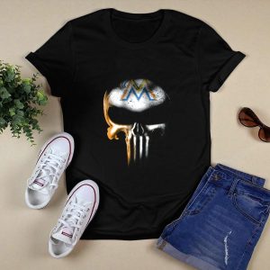 Miami Marlins Punisher Skull Graphic T-Shirt For Fans