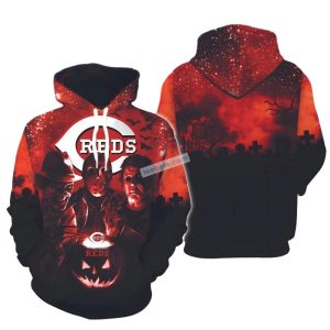Michael Myers Jason Voorhees Freddy Krueger Cincinnati Reds All Over Print Hoodie