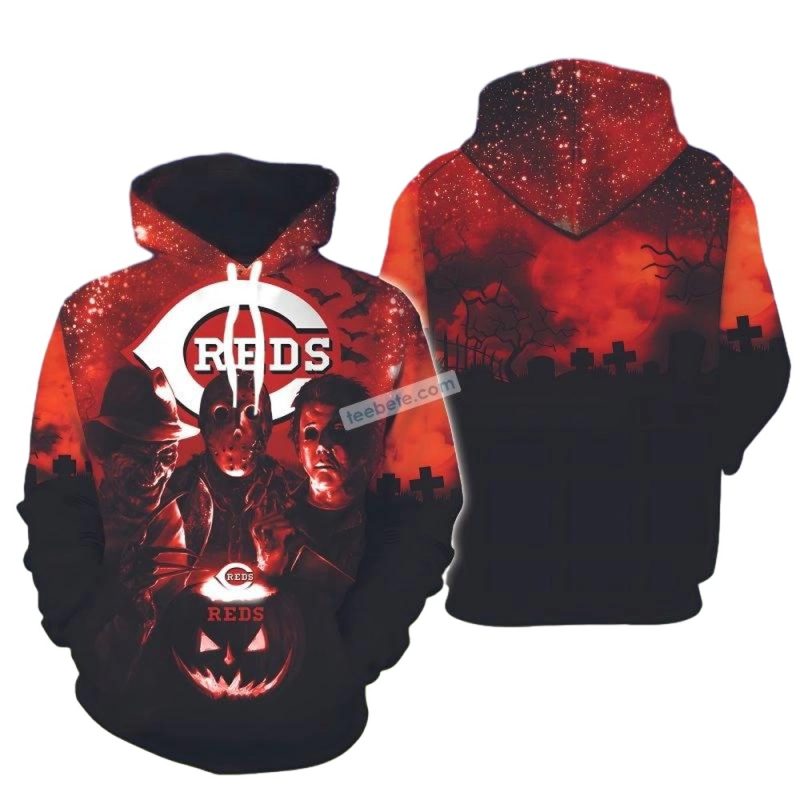 Michael myers jason voorhees freddy krueger cincinnati reds All Over Print Hoodie