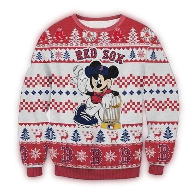 Mickey Mouse Boston Red Sox Christmas Ugly Sweater for Holiday Cheer