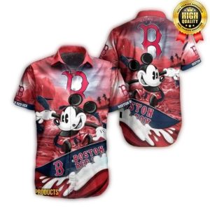 Mickey Mouse Surfing Boston Red Sox Hawaiian Shirt for Beach Lovers