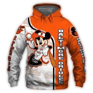 Mickey Mouse Baltimore Orioles All Over Print Hoodie – Playful Baseball Design