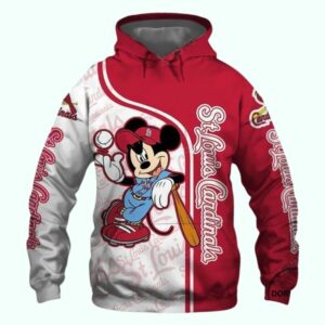 St. Louis Cardinals Mickey Mouse Baseball Graphic Hoodie – Unisex Sweatshirt