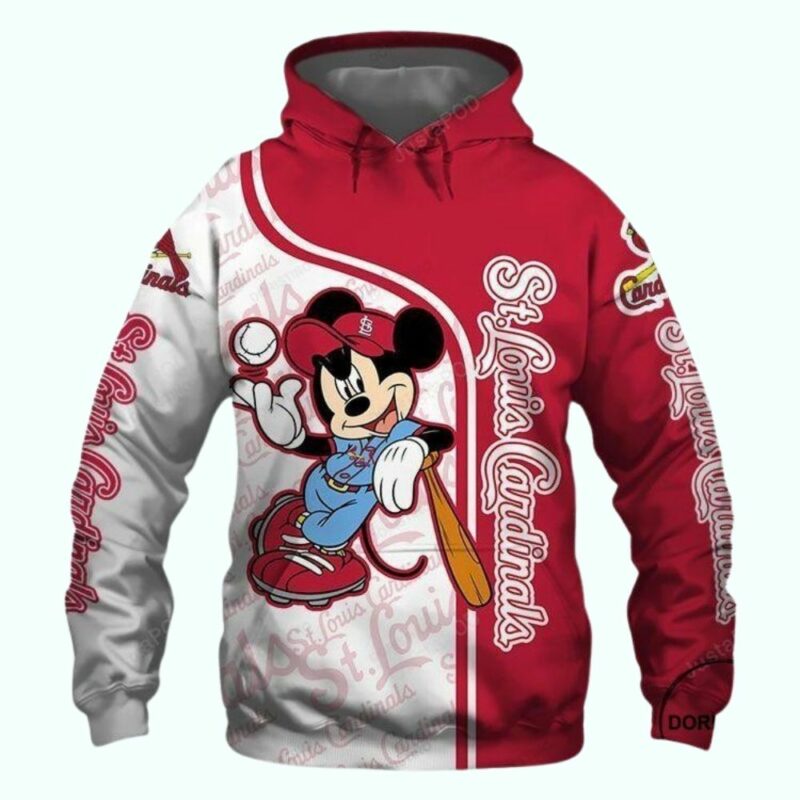 St. Louis Cardinals Mickey Mouse Baseball Graphic Hoodie – Unisex Sweatshirt