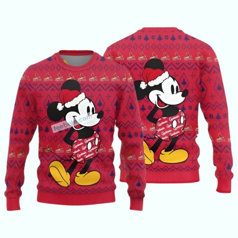 Mickey Mouse St Louis Cardinals Naughty Christmas Ugly Sweater