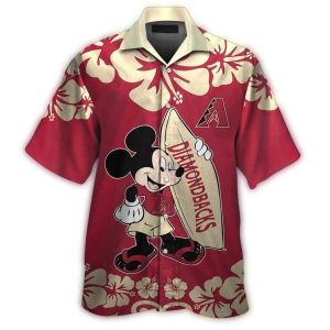 Mickey Mouse Surf With Arizona Diamondbacks Hawaiian Shirt