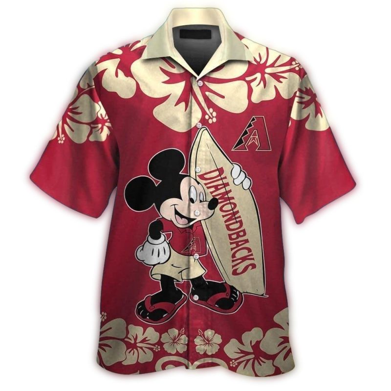 Mickey Mouse Surf With Arizona Diamondbacks Hawaiian Shirt 1