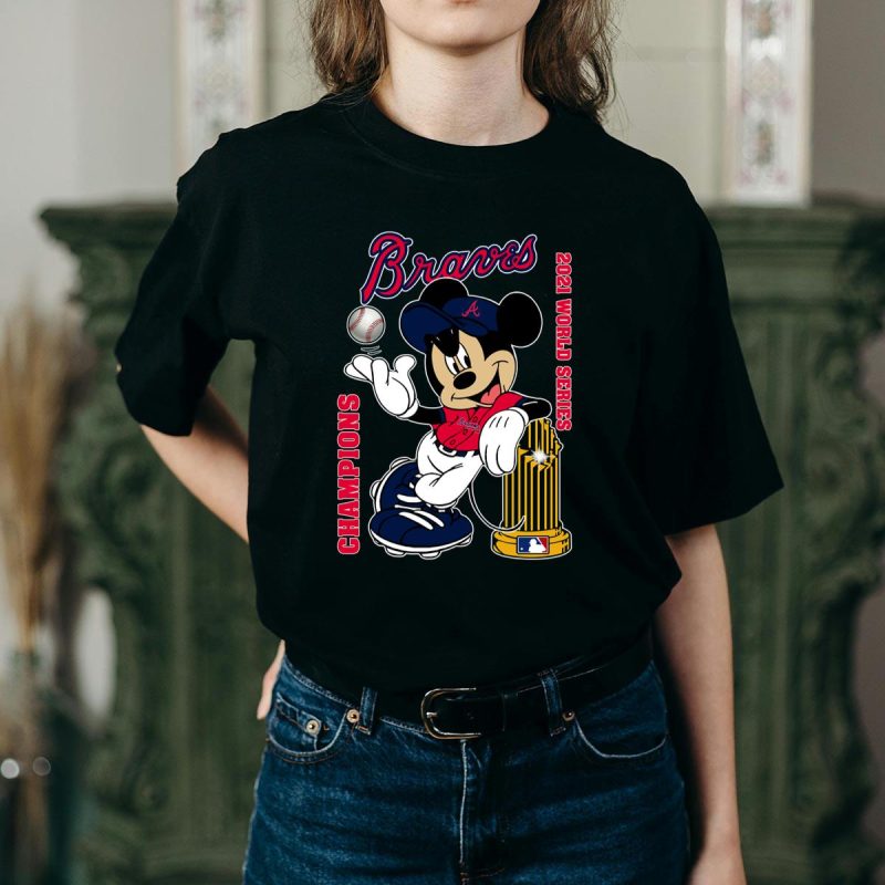 Mickey Mouse Atlanta Braves 2021 World Series Champions T-Shirt - Image 2