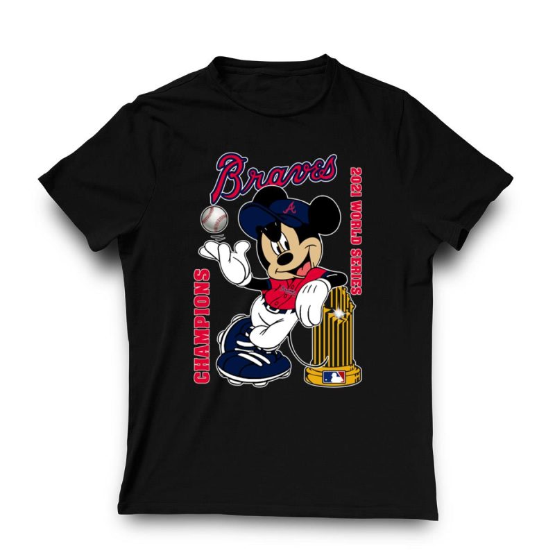Mickey Mouse Atlanta Braves 2021 World Series Champions T-Shirt - Image 3
