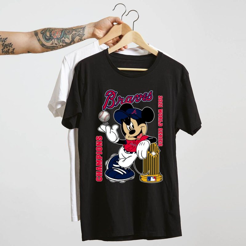 Mickey Mouse Atlanta Braves 2021 World Series Champions T-Shirt - Image 4