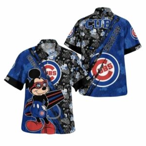 Mickey mouse chicago cubs vacation summer floral tropical hawaiian shirt 1.jpg
